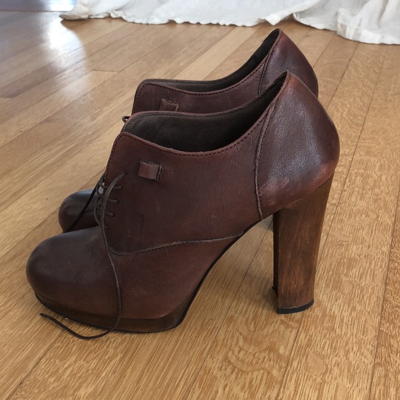 Joie vintage style platform brown leather lace up heels size 38 - Picture 8 of 12